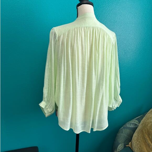 Maeve Light Lime Green Butterfly Sleeve Button Up Blouse Women's XS - Picture 8 of 10